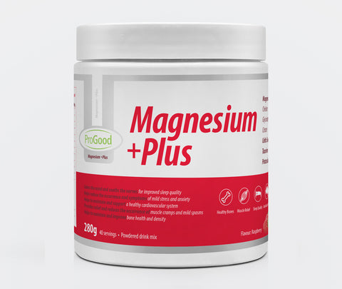 Magnesium Plus Raspberry flavour with magnesium amino acid chelate, glycinate, citrate and Celtic sea salt